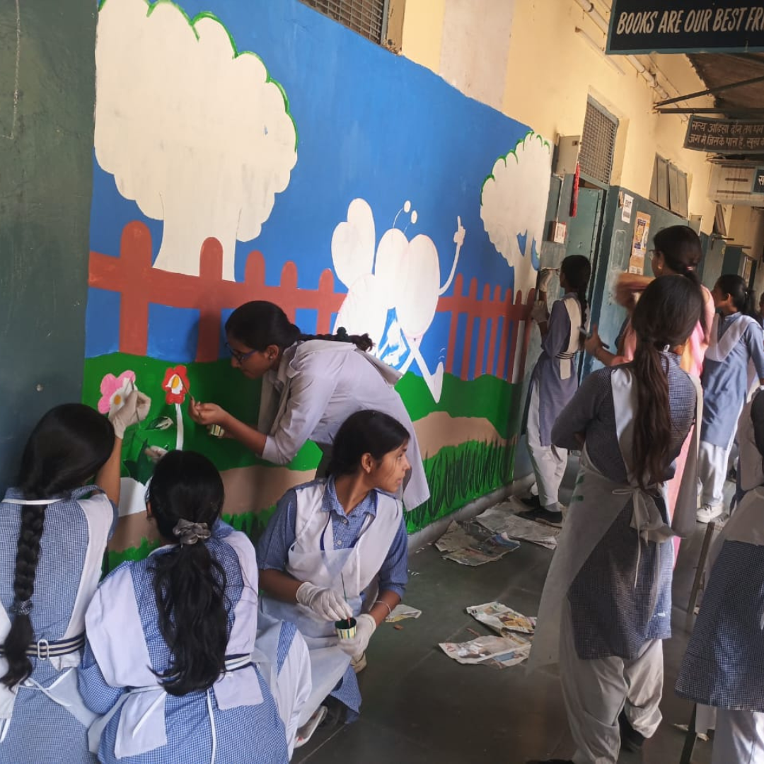 Students at composting unit