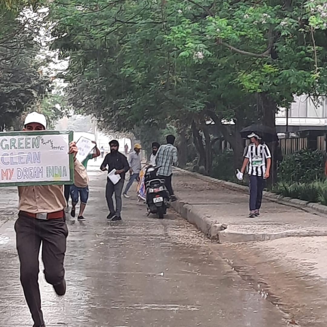 Hydration volunteers distributing water