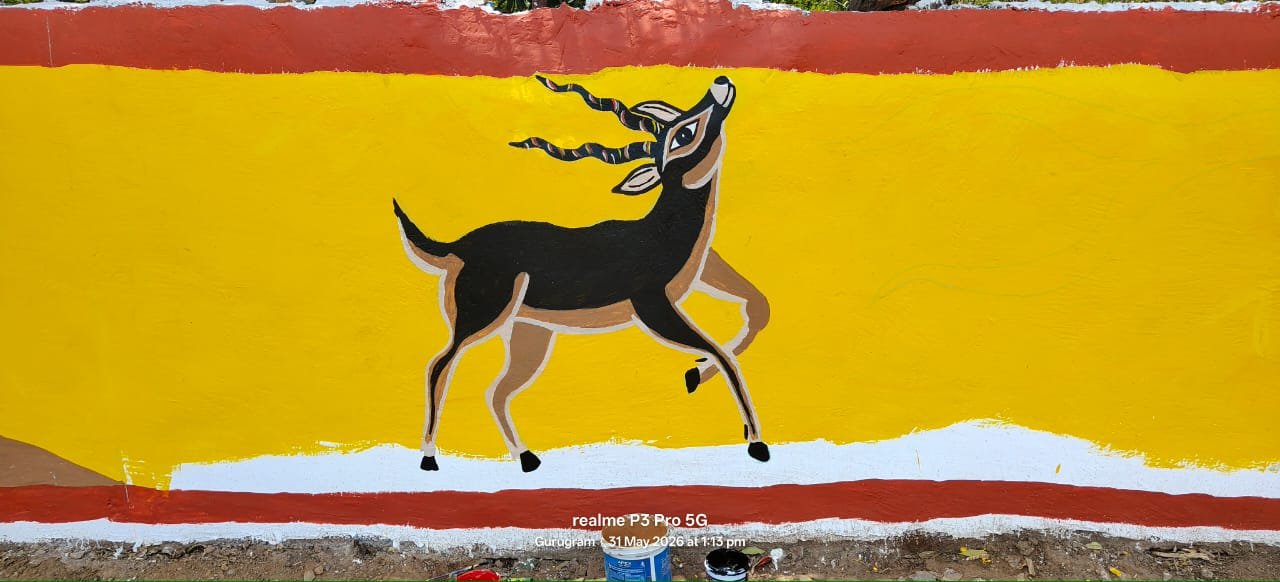 Blackbuck deer wall painting in Gurugram